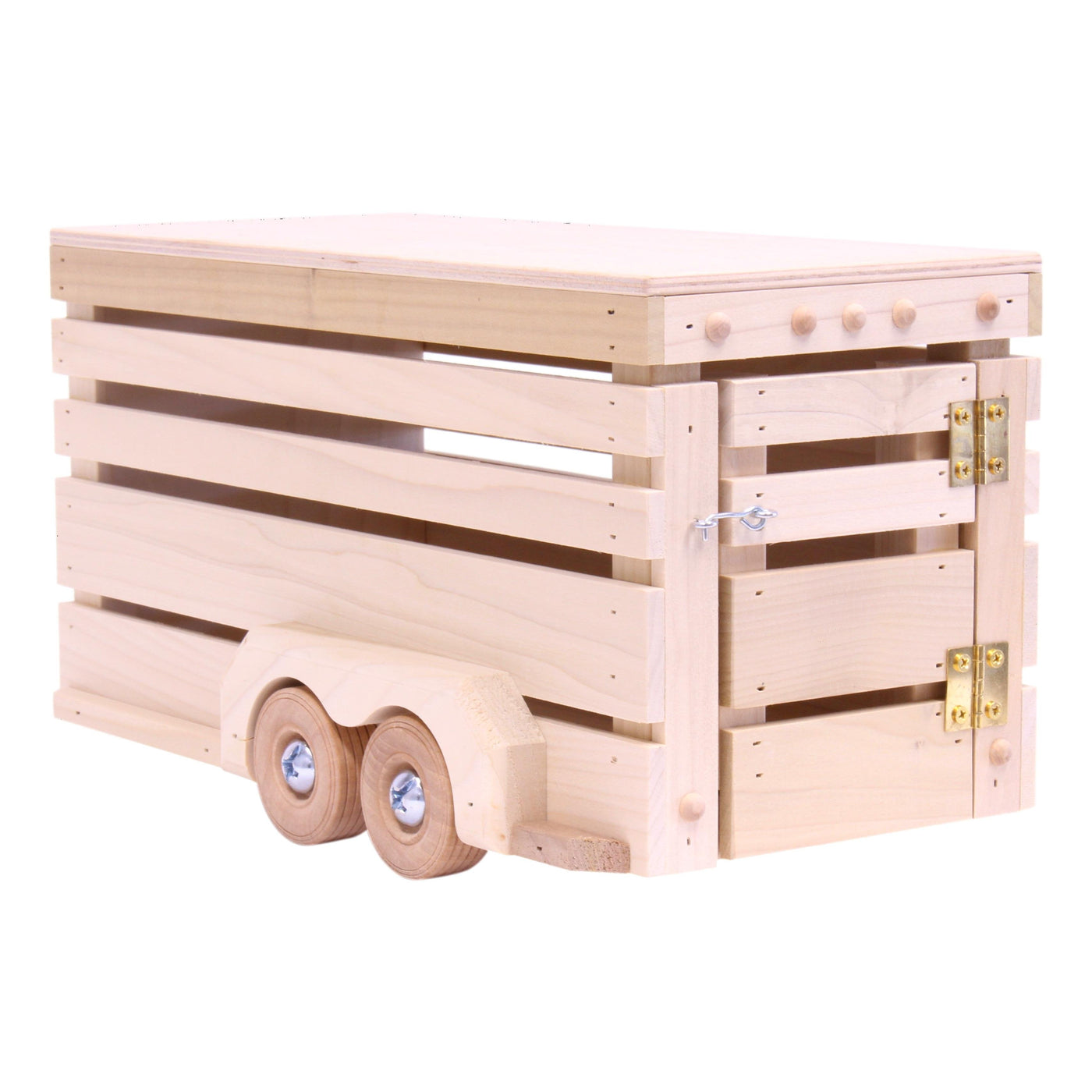 Amish-Made Wooden Horse Trailer Toy, Unfinished Wood - Kidtoycart