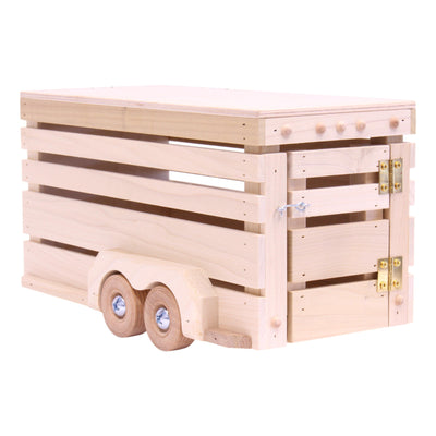 Amish-Made Wooden Horse Trailer Toy, Unfinished Wood - Kidtoycart