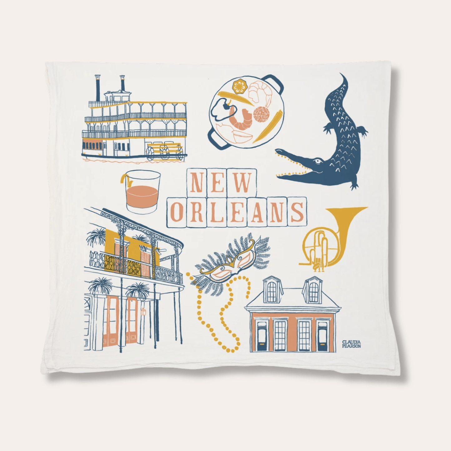 New Orleans Tea Towel by Claudia Pearson