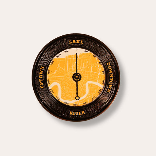 River. Lake. Uptown. Downtown. Enamel Magnet