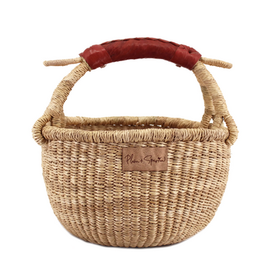 Cognac Handle<br>Small Market Basket