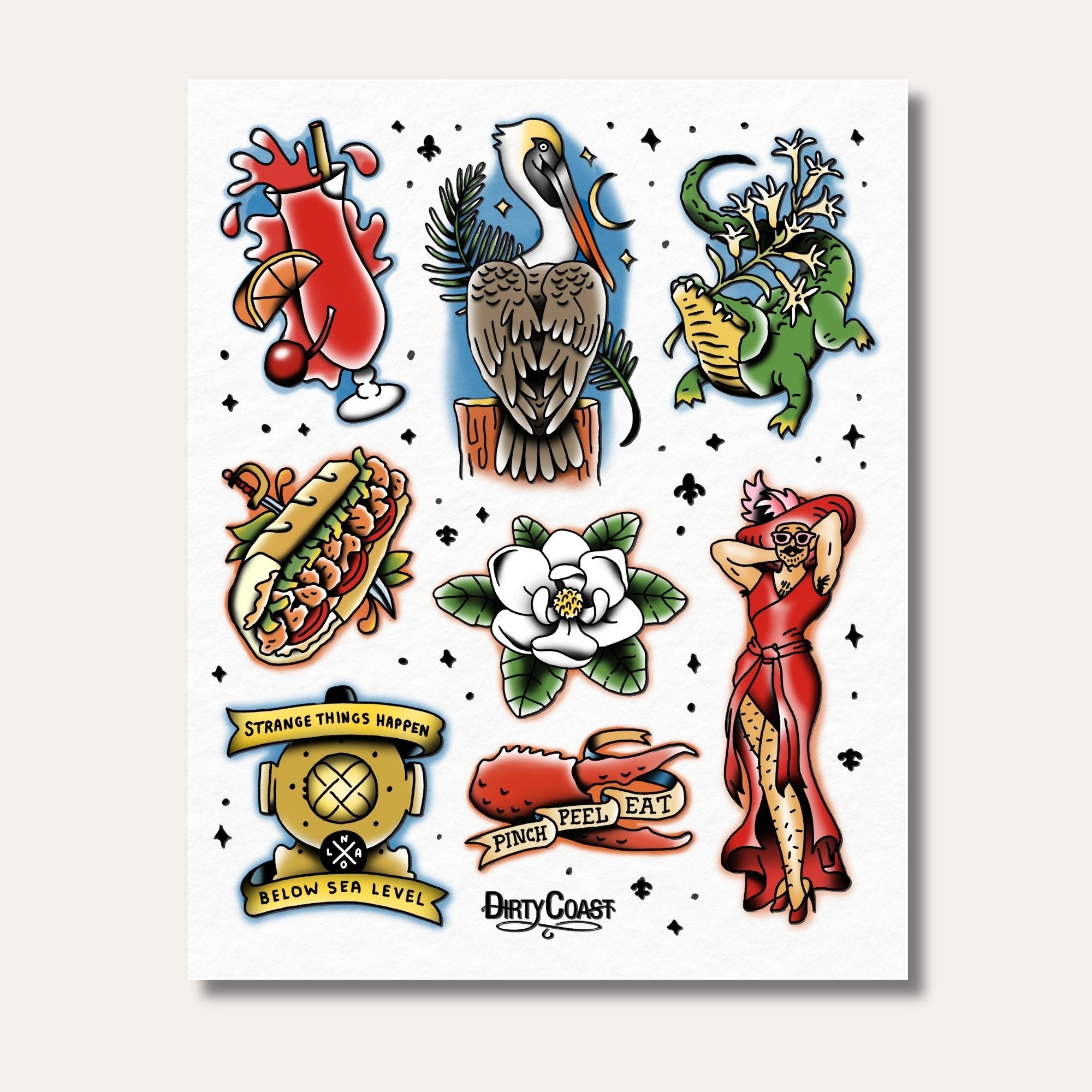 Spring/Summer Temporary Tattoo Flash Sheet