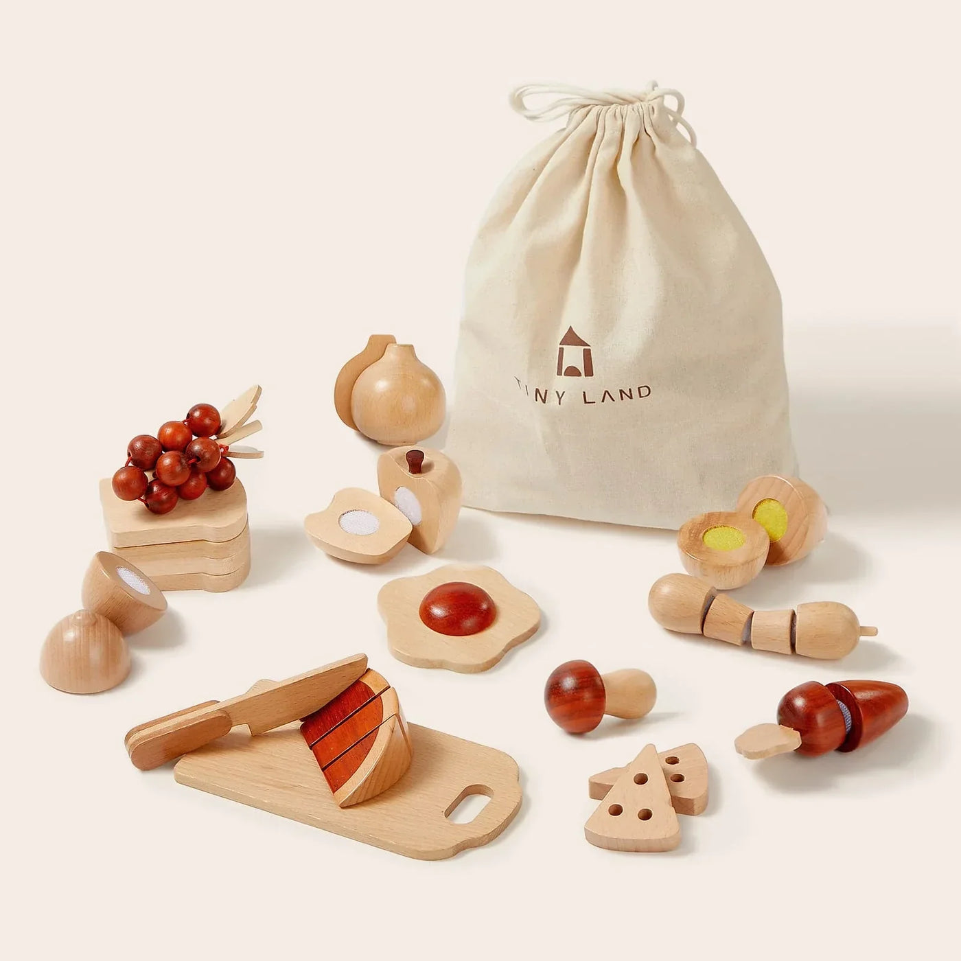 Tiny Land® Wooden Cut and Play Food Toys - Kidtoycart