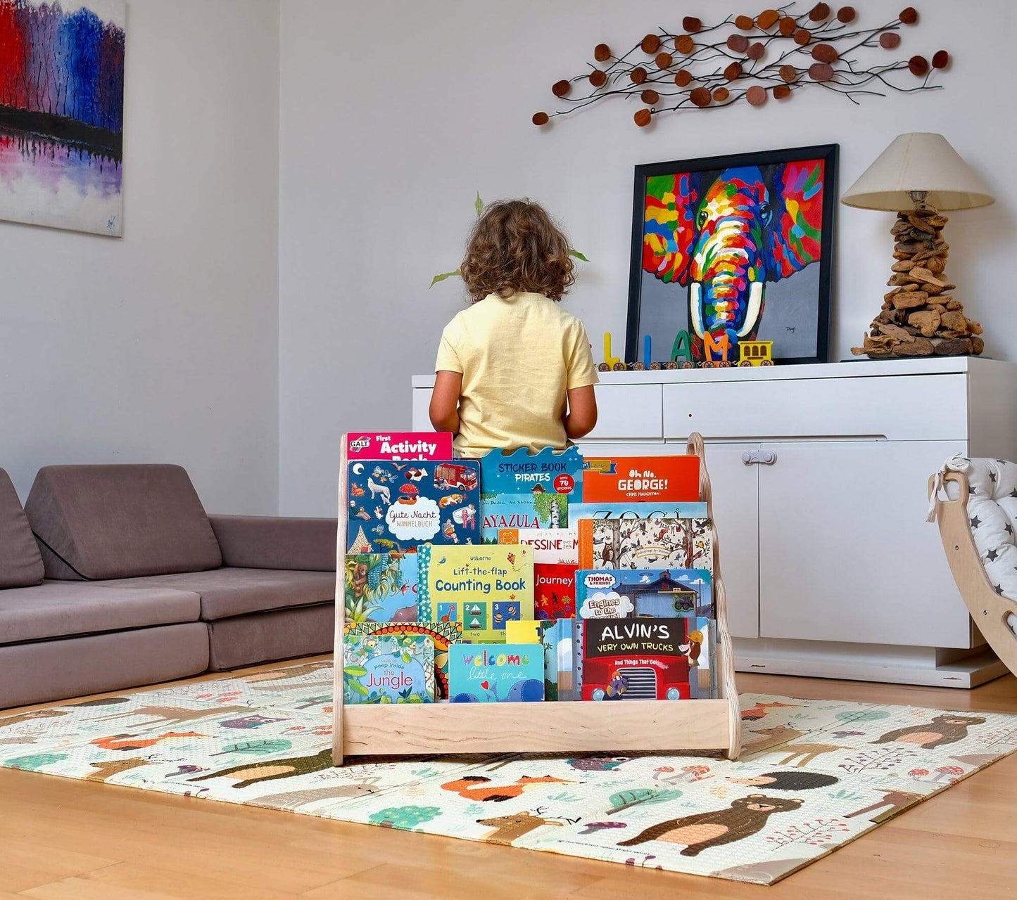 Curved Wooden Bookshelf in Multiple Sizes – Elegant Wave Design