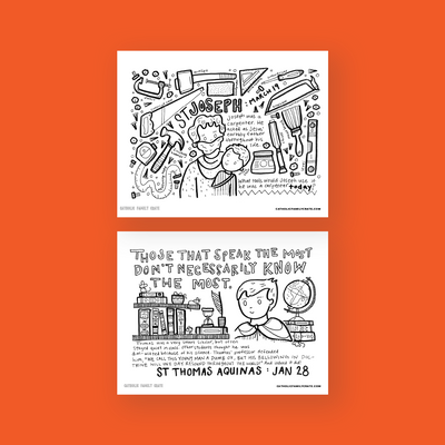 A Year with the Saints: Monthly Coloring Pages